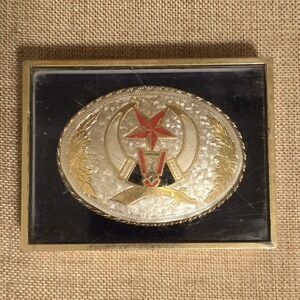 Vintage Shriner Shrine Mason Masonic Freemason Belt Buckle USA 2.5" X 3.5"